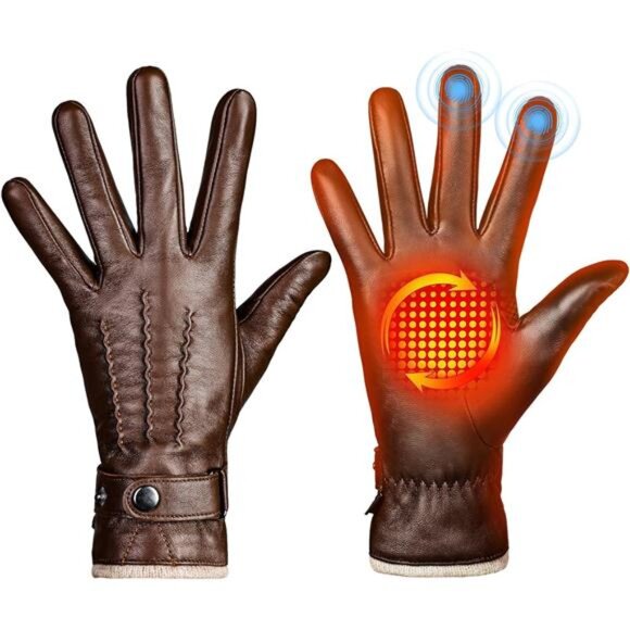 Women's Leather Gloves Full Hand Touchscreen Winter Gloves